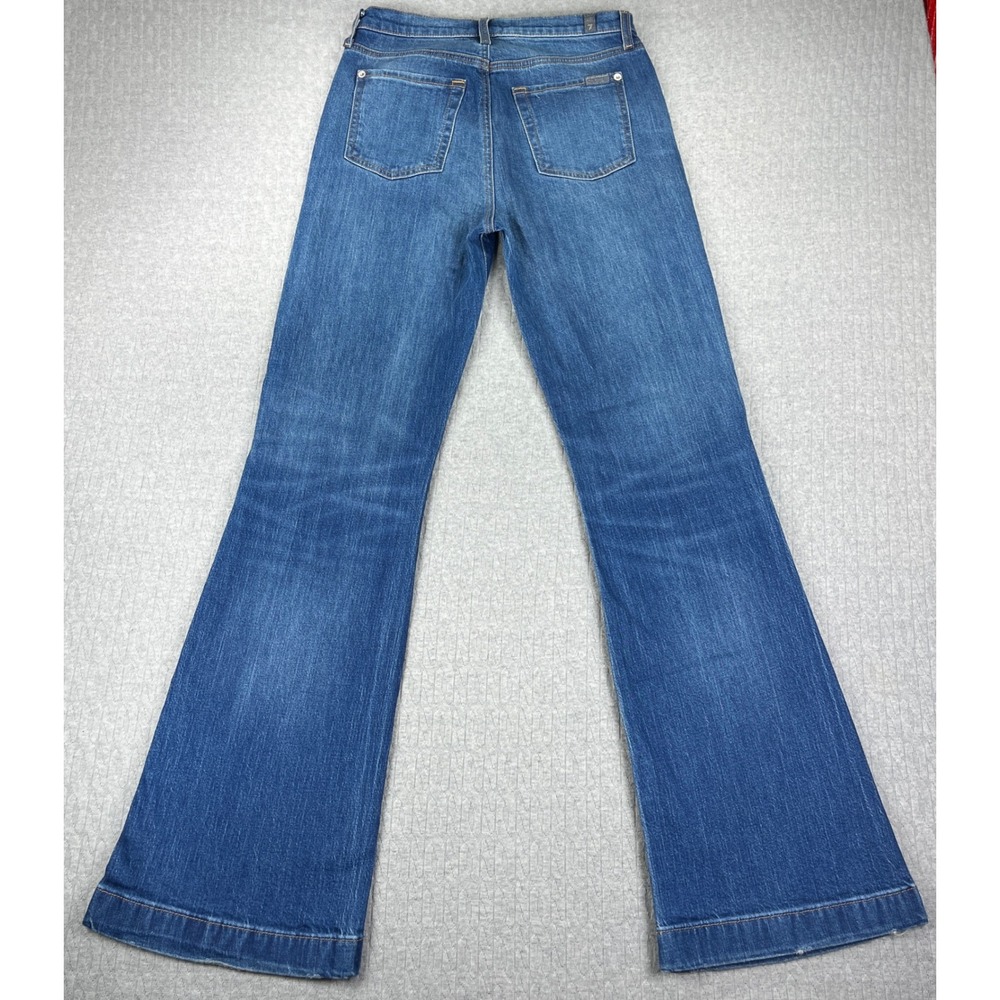 7 For All Mankind Dojo Bootcut Jeans Women 28x33.5 Blue Ultra High Rise Flare - Picture 5 of 16